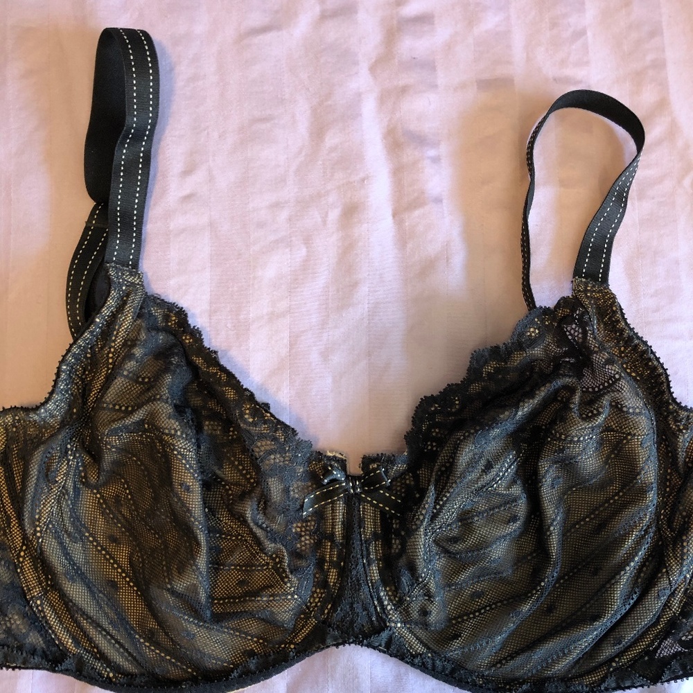 Chantelle Black Lace Bra, 36 DDD